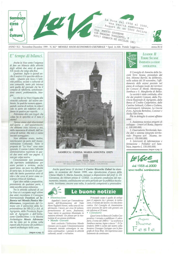 ANTEPRIMA N.362 Novembre Dicembre 1999