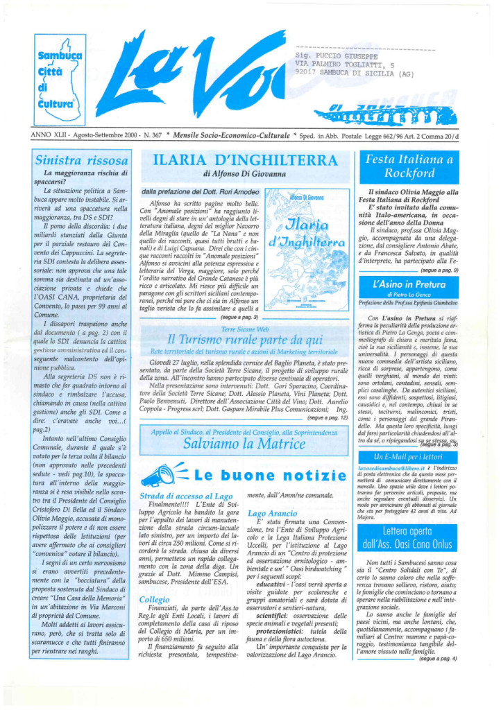 ANTEPRIMA N.367 Agosto Settembre 2000