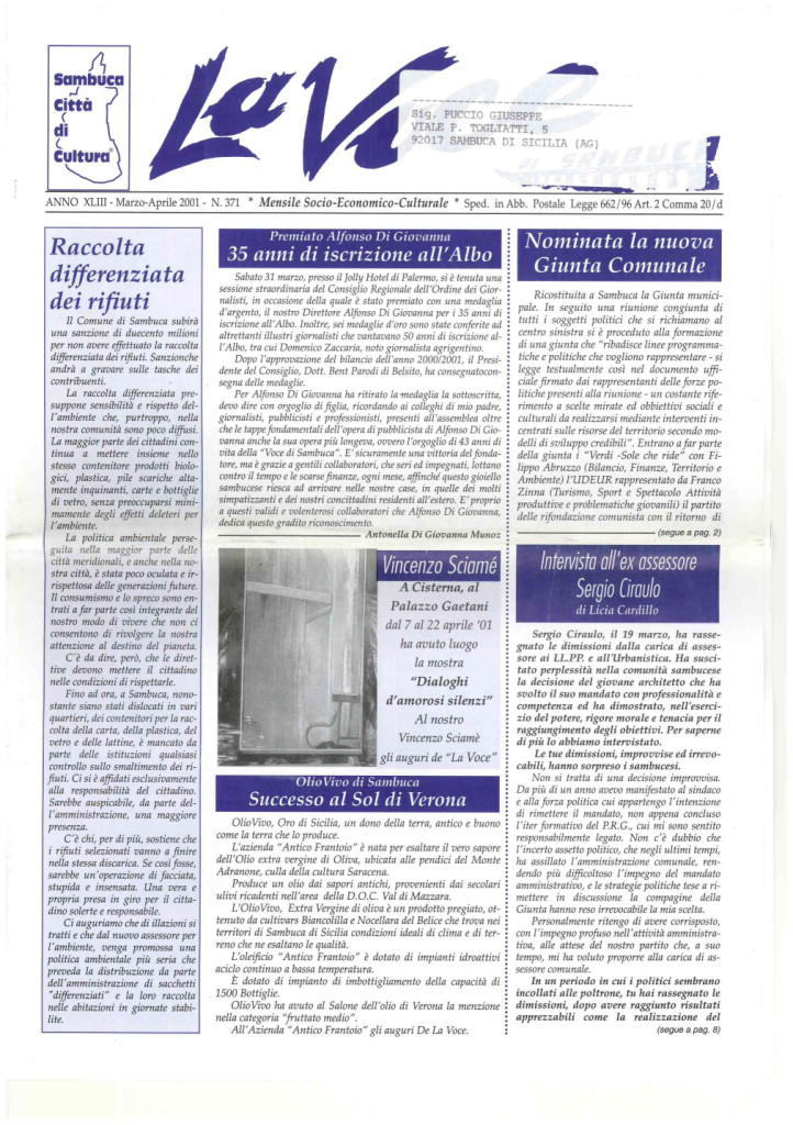 ANTEPRIMA N.371 Marzo Aprile 2001