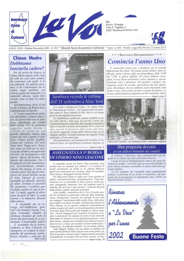 ANTEPRIMA N.374 ttobre Novembre 2001