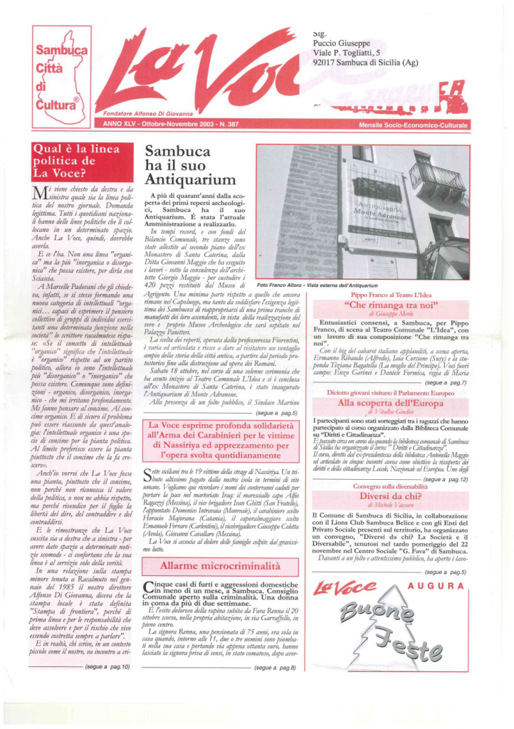 ANTEPRIMA N.387 Ottobre Novembre 2003