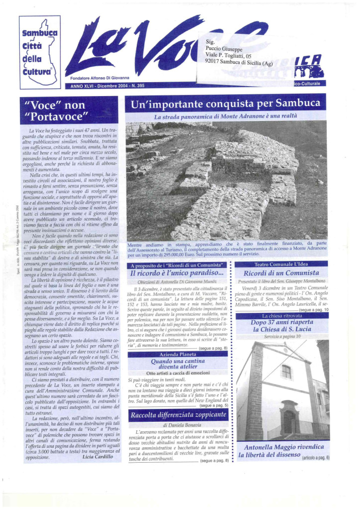 ANTEPRIMA N.395 Dicembre 2004