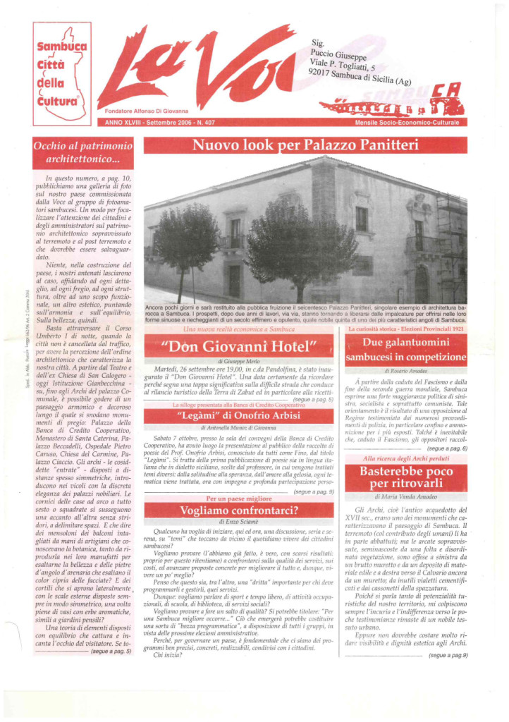 ANTEPRIMA N.407 Settembre 2006