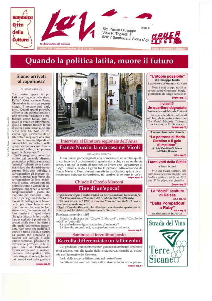 ANTEPRIMA N.445 Settembre Ottobre 2012