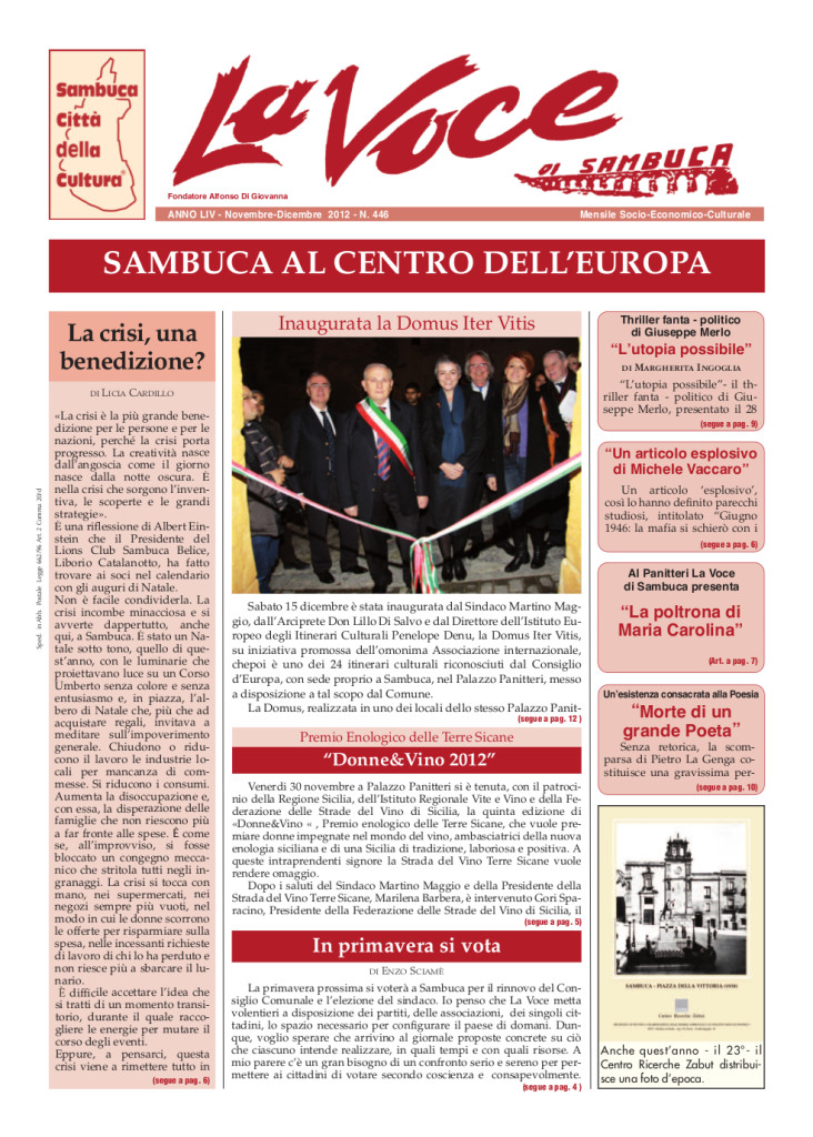 ANTEPRIMA N.446 Novembre Dicembre 2012