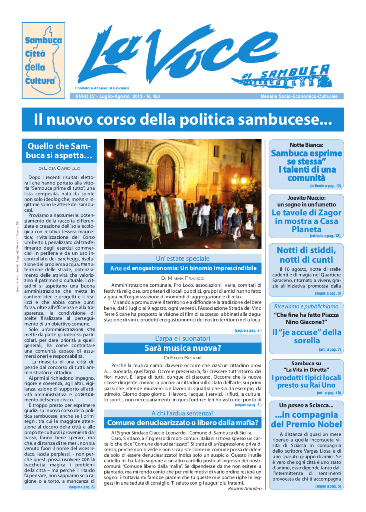 ANTEPRIMA N.450 Luglio Agosto 2013