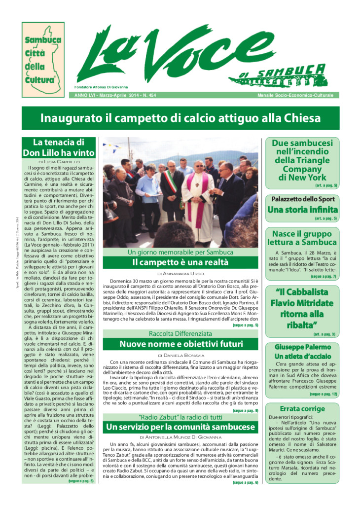 ANTEPRIMA N.454 Marzo Aprile 2014