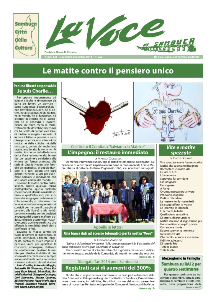 ANTEPRIMA N.458 Novembre Dicembre 2014