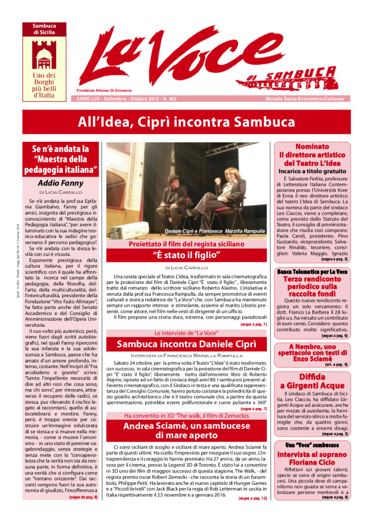 ANTEPRIMA N.463 Settembre Ottobre 2015