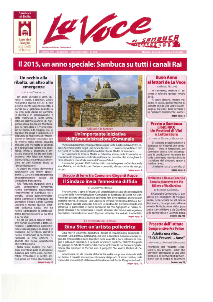 ANTEPRIMA N.464 Novembre Dicembre 2015